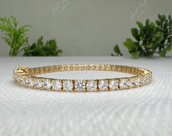 9,80 TCW & 3,8 MM ronde briljant geslepen Moissanite tennisarmband, trouwarmband, handgemaakte mooie diamanten armband cadeau voor Valentijn