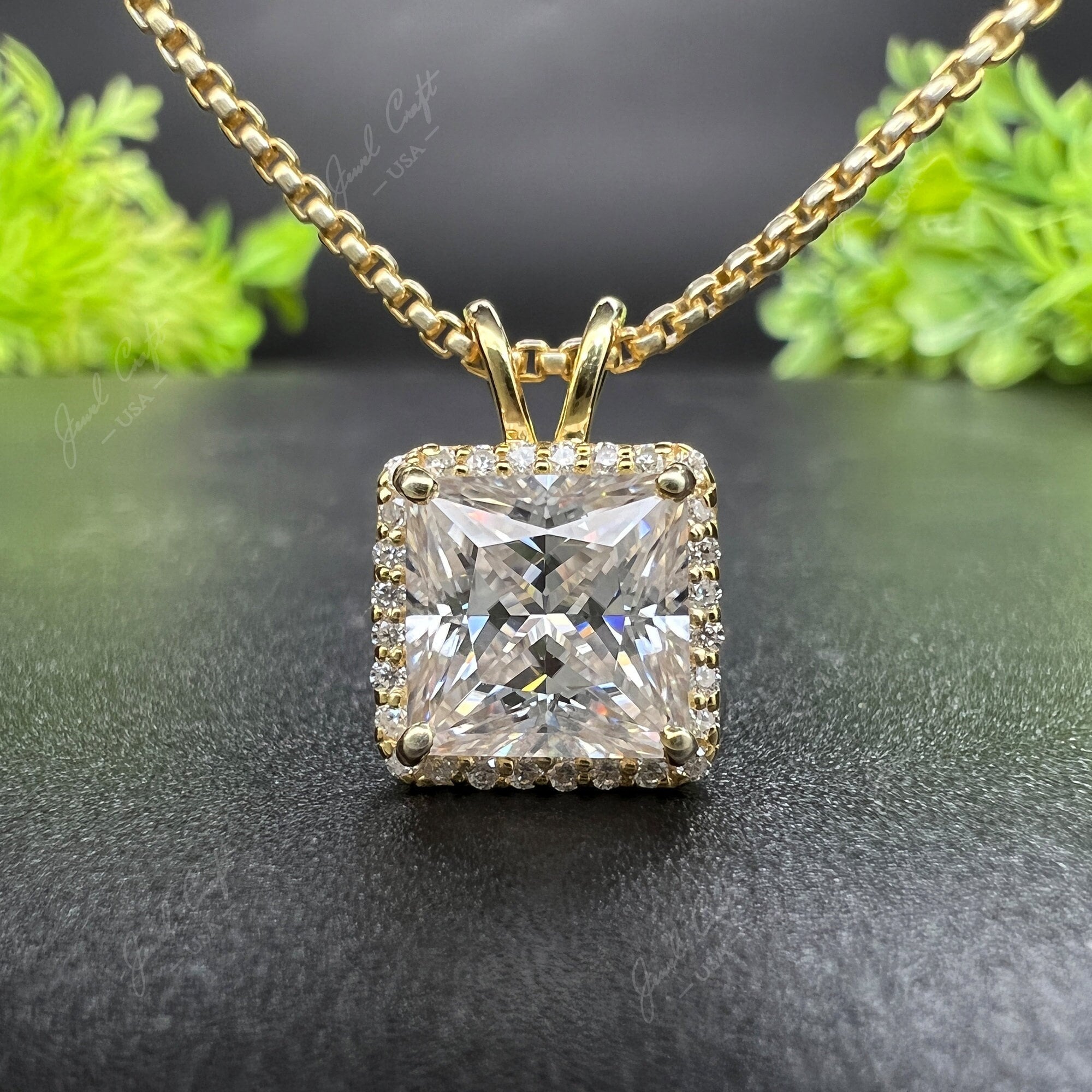 Necklaces and Pendants - 3 Stone Princess Cut Diamond Necklace One Carat  tw. In 14 Karat White Gold - PD5