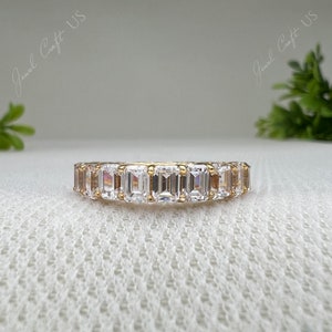 Emerald Cut Diamond Full Eternity, Matching Band, Wedding Band Full Eternity Basket Set Band, Emerald Diamond Band, Anniversary Ring For her