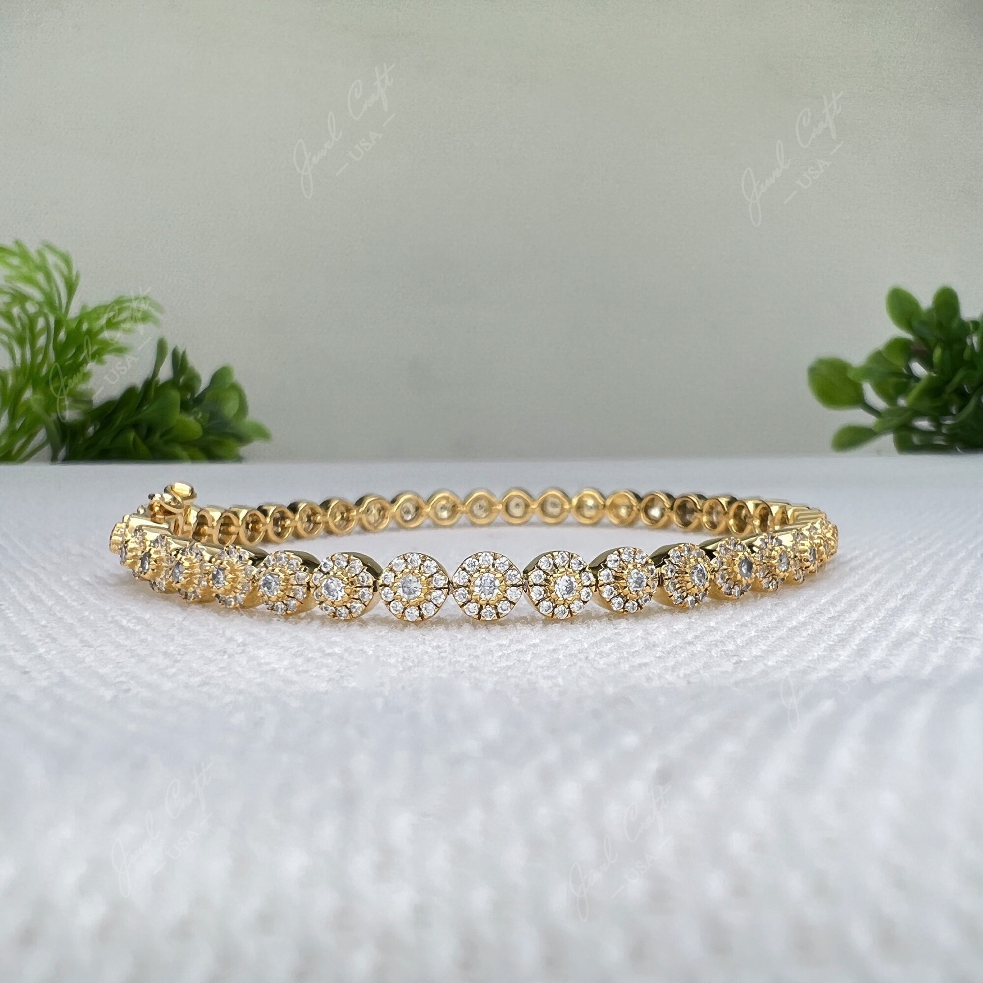 Ronde moissaniet diamanten armband, diamanten bruiloft armband voor haar, Milgrain werk voorstel armband, tennis moissaniet bruids armband