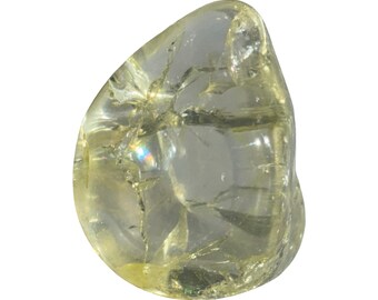 Yellow Crackle Quartz - Tumbled Stone - A