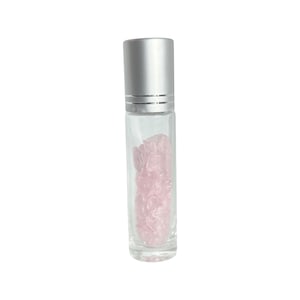 Crystal Chip Roller Bottle - Essential Oil/Perfume Bottle - Rose Quartz
