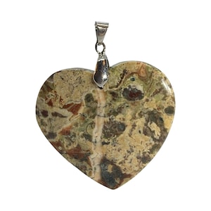 Rhyoliet hart hanger - zwarte koord ketting inbegrepen - Stone Of Solutions, Change, Progress - A