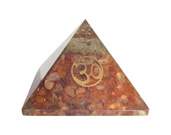 Carnelian Orgonite Pyramid - OM