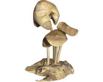 Scultura Funghi in Legno - A