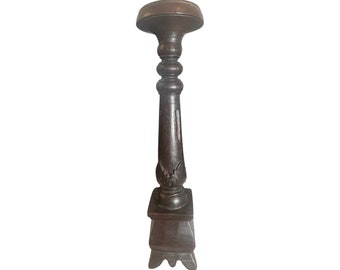 Hand Carved Wooden Candle Holder - C