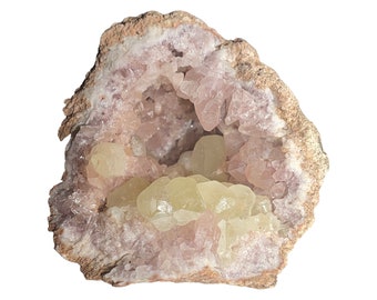 RARE - Pink Amethyst Geode With Calcite Inclusions - B