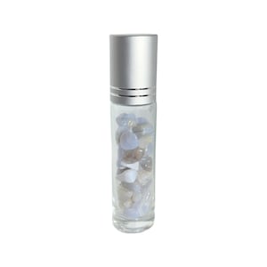 Crystal Chip Roller Bottle - Essential Oil/Perfume Bottle - Blue Lace Agate