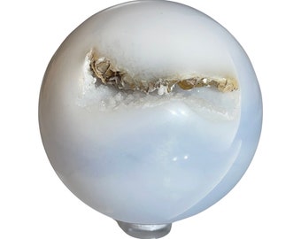 Blue Chalcedony Druzy Sphere - Stand Included - A