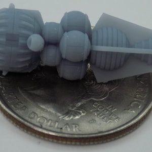 Fragata láser de flota esférica a escala de escaramuza, nave estelar en miniatura, impresión 3D de resina