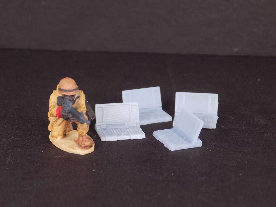 Set of 4, Miniature Portable Computer, 3d Printed Tabletop Terrain ...
