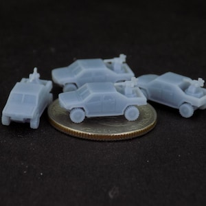 Set of 4, 6mm Thundertruck miniature fast attack vehicle, resin 3d print, 1/300, 1/285