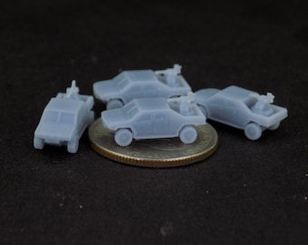 Set of 4, 6mm Thundertruck miniature fast attack vehicle, resin 3d print, 1/300, 1/285
