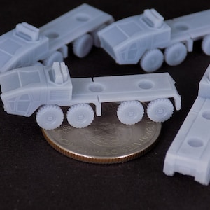 Set of 4, 6mm Modular Heavy Truck, miniature cargo truck, resin 3d print, 1/300, 1/285