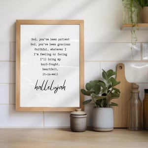 Hard Fought Hallelujah | Brandon Lake lyrics, digital download printable wall art, worship lyrics