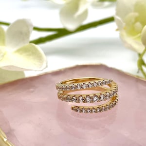 Pave CZ Diamond Wrap Ring, Gold or Silver