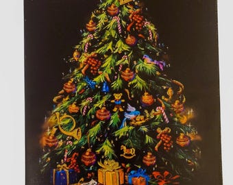 Lámina con diseño de árbol de Navidad de Susan Comish impresa en lienzo.