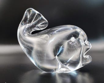 Figura vintage de pez de cristal de Murano, estatua de vidrio artístico transparente de 10 cm (4 pulgadas)