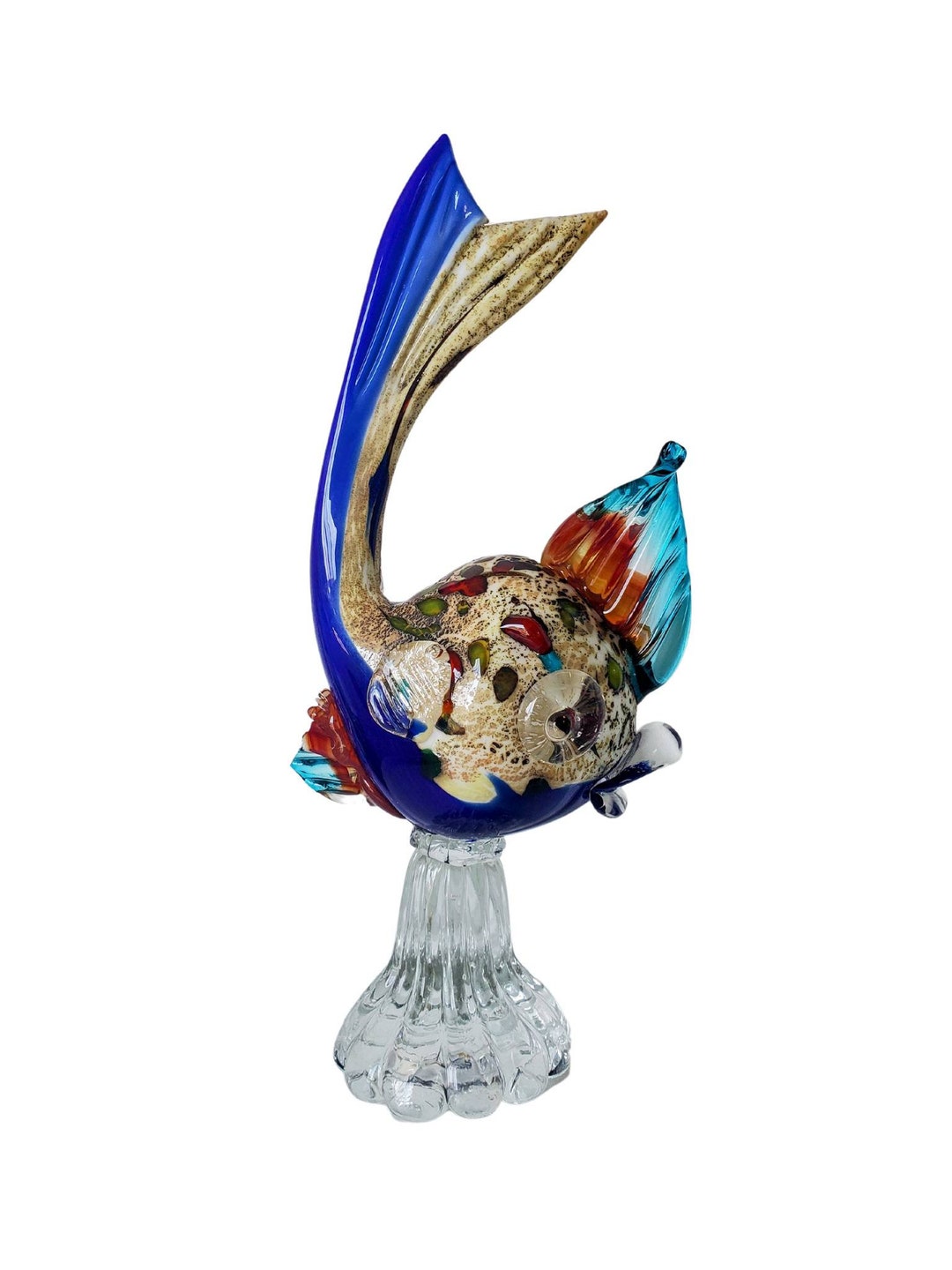 Rare Murano Avem Art Glass Fish Statue Figurine Fused Glass Etsy