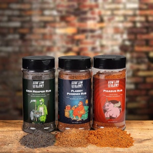 3 Rub Bundle-Low & Slow BBQ rub pack with free shipping! Spices for smoked barbecue meat.