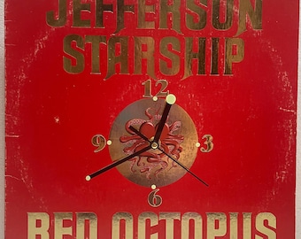 Jefferson Starship Red Octopus Vinyl Record Album Jacket Upcycled Wall Clock ca. 1975