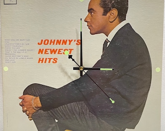 Johnny Mathis Johnny's Newest Hits Original Up-Cycled Record Jacket Wall Clock ca. 1963
