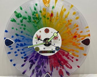 Splatter Vinyl Record LED Glow in the Dark Battery Operated Wall Clock