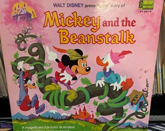 Walt Disney Mickey & the Beanstalk 1968 Vintage Record/Storybook ST3974 VG