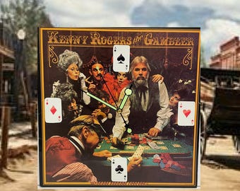 Kenny Rogers – The Gambler Upcycled Record Album Glow in the Dark Clock (1978) PLUS NM Poster