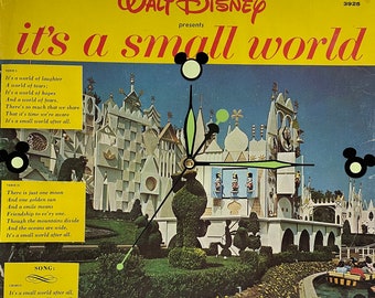 It's A Small World Children's Theme Original Vinyl Record Wall Clock ca 1963