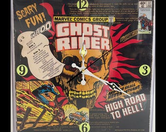 Ghost Rider COMIC-RECORD CLOCK Issue #37 Marvel Glow In The Dark Don Perlin Art (1974) Horror-Comic Book/Album