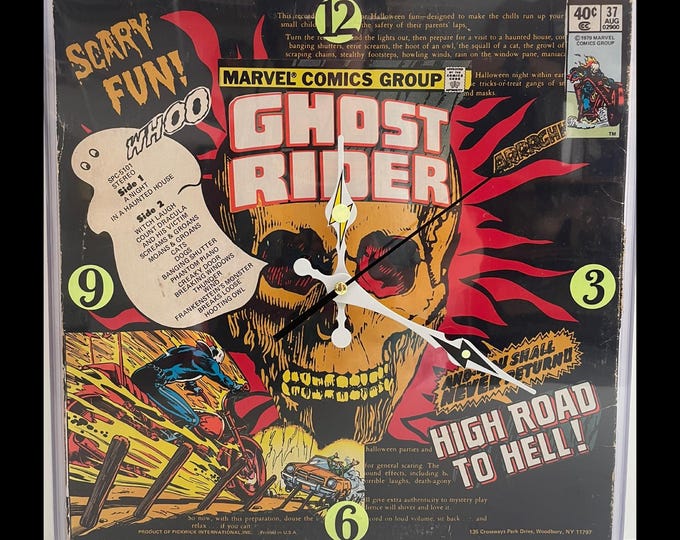 Featured listing image: Ghost Rider COMIC-RECORD CLOCK Issue #37 Marvel Glow In The Dark Don Perlin Art (1974) Horror-Comic Book/Album