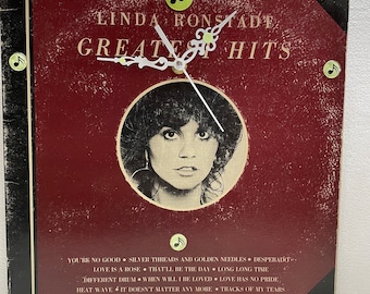 Linda Ronstadt Greatest Hits ca 1976 Original Up-Cycled Record Jacket Wall Clock