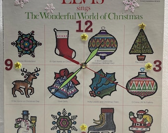 Elvis Christmas Album Clock: Upcycled 1971 Holiday Decor