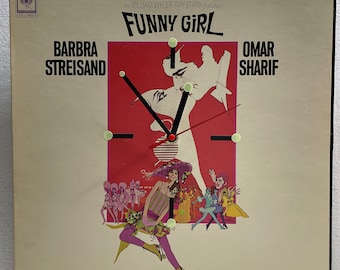 Funny Girl Original Motion Picture Soundtrack Vinyl Record Sleeve Up-Cycled Wall Clock ca 1968
