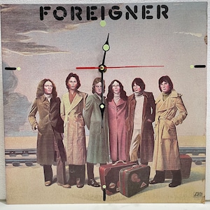 Upcycled Foreigner Debut Album Wall Clock - Vintage Rock Decor