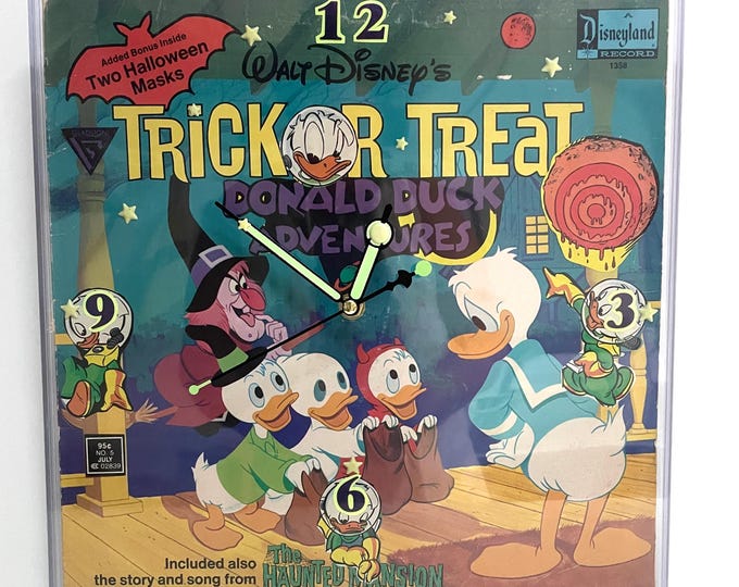 Featured listing image: Disney Trick or Treat COMIC-RECORD CLOCK+Donald Duck Adventure Comic Book Art