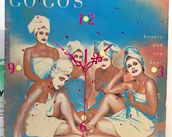 Upcycled Go-Go's Beauty and the Beat Album Art Clock - Hand-Painted Nail Polish