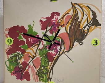 Joni Mitchell 'For The Roses' Upcycled Vinyl Record Clock: 1972 Gatefold Art