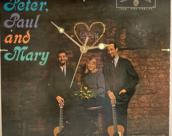 Peter Paul & Mary Self-titled ca. 1962 Original Up-Cycled Vintage Record Jacket Wall Clock