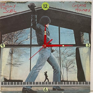 Billy Joel Glass Houses ca 1980 Original Up-Cycled Vinyl Album Jacket Wall Clock