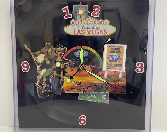Featured listing image: Rogue & Gambit Comic-Record Clock, Frank Sinatra Las Vegas Vinyl Art