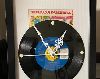 Fabulous Thunderbirds "Tuff Enuff" Framed 45 rpm Vinyl Record Up-Cycled Wall Clock with Sleeve