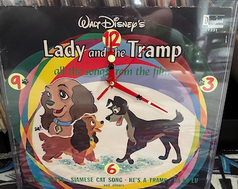 Disney Lady & the Tramp Custom Glow in the Dark Clock 1965 + "Lady" art by Tone Rodriguez
