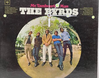 Byrds Wall Clock – Upcycled Mr. Tambourine Man Record Album Art – 1965 Retro Decor