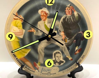 Vogue Picture Disc Clock: Art Kassel "All I Do Is Wantcha" Upcycled Vintage