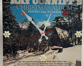 Ray Conniff Christmas Album Here We Come A-Caroling Original Record Album Up-Cycled Wall Clock