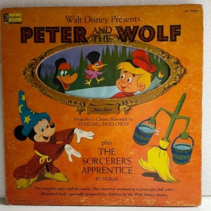 Pedro e o Lobo + Aprendiz de Feiticeiro – Walt Disney Storybook Vinil 1964 – VG – Disco Infantil Vintage