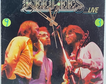 Bee Gees Here At Last LIVE Original Up-Cycled Record Jacket Wall Clock ca. 1977