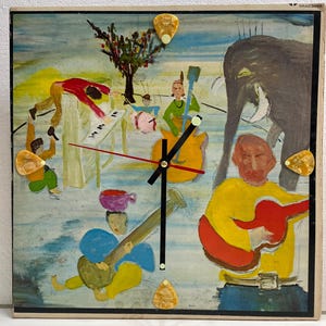 Reloj de pared reciclado del álbum de vinilo original de Big Pink, música de banda, ca. 1968